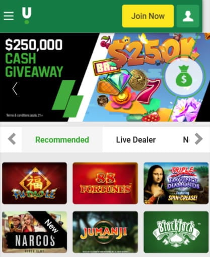 Unibet NJ Mobile Casino, also available as an Android App.