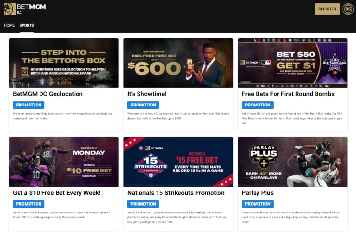 BetMGM sportsbook promotions DC