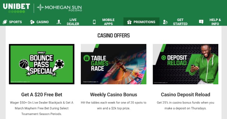 Unibet casino promotions in PA