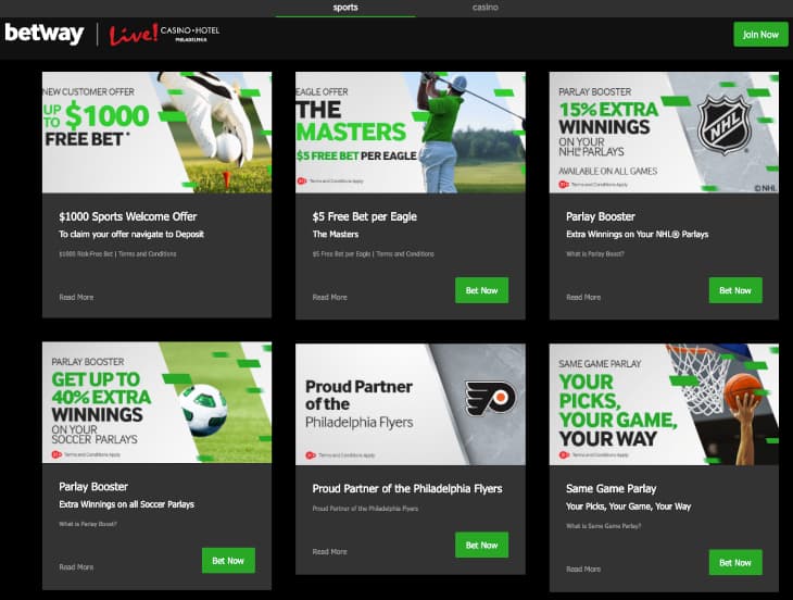 Betway PA sportsbook promotions