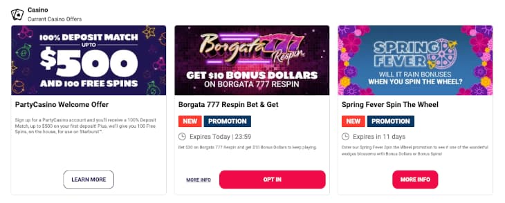Party Casino ongoing promotions for NJ players